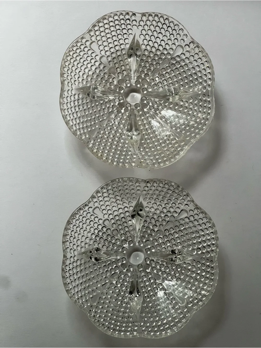 Set of 2 Vintage Clear  Hazlett Atlas Hobnail Glass Candy Bowls, 1960’s.